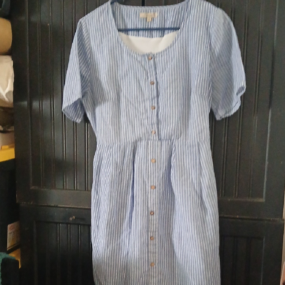 Polagram Blue and White Striped Dress